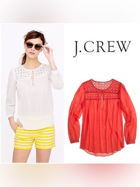 J. CREW Embroidered Gauze Top